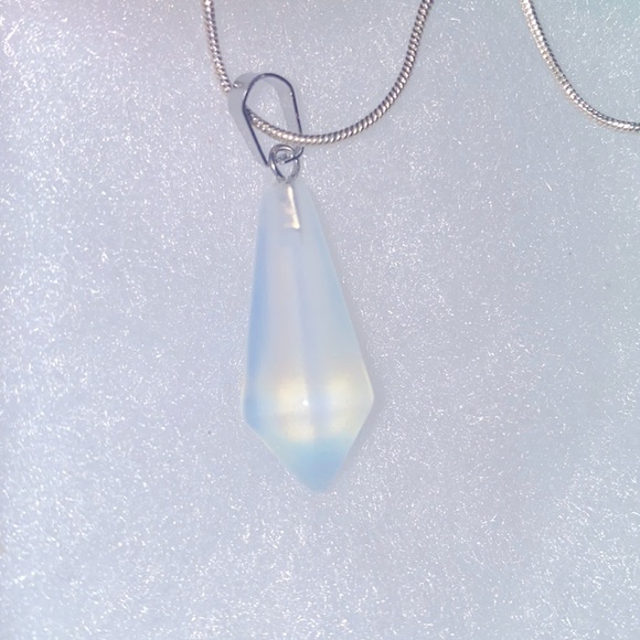 Natural Opalite Drop Sterling Silver 24” Necklace - Picture 4 of 7